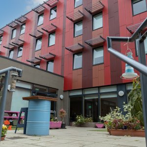 The Elms hostel building